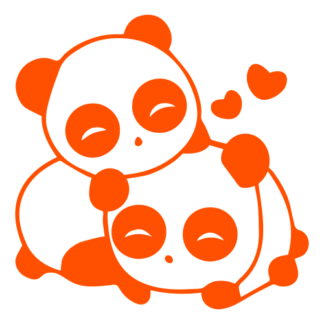 Cute Panda Couple In Love Decal (Orange)